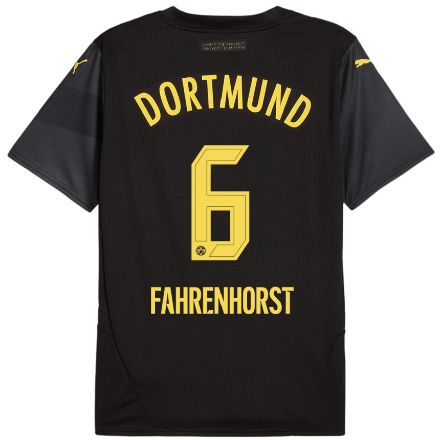 Niño Fútbol Camiseta Luke Fahrenhorst #6 Negro Amarillo 2ª Equipación 2024/25 México