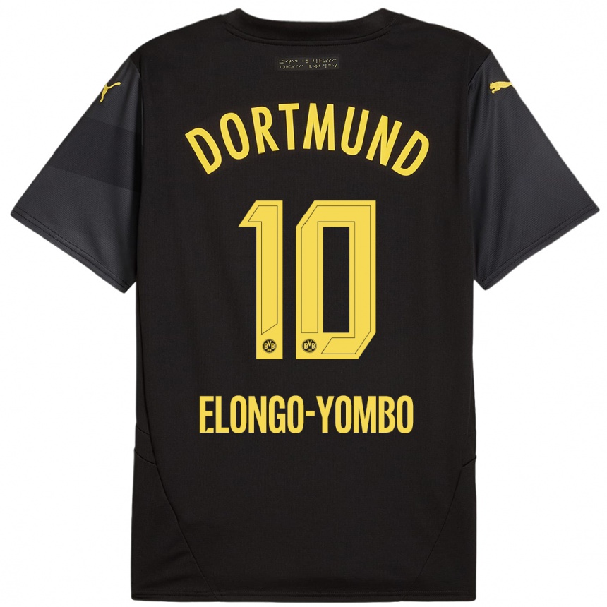 Niño Fútbol Camiseta Rodney Elongo-Yombo #10 Negro Amarillo 2ª Equipación 2024/25 México