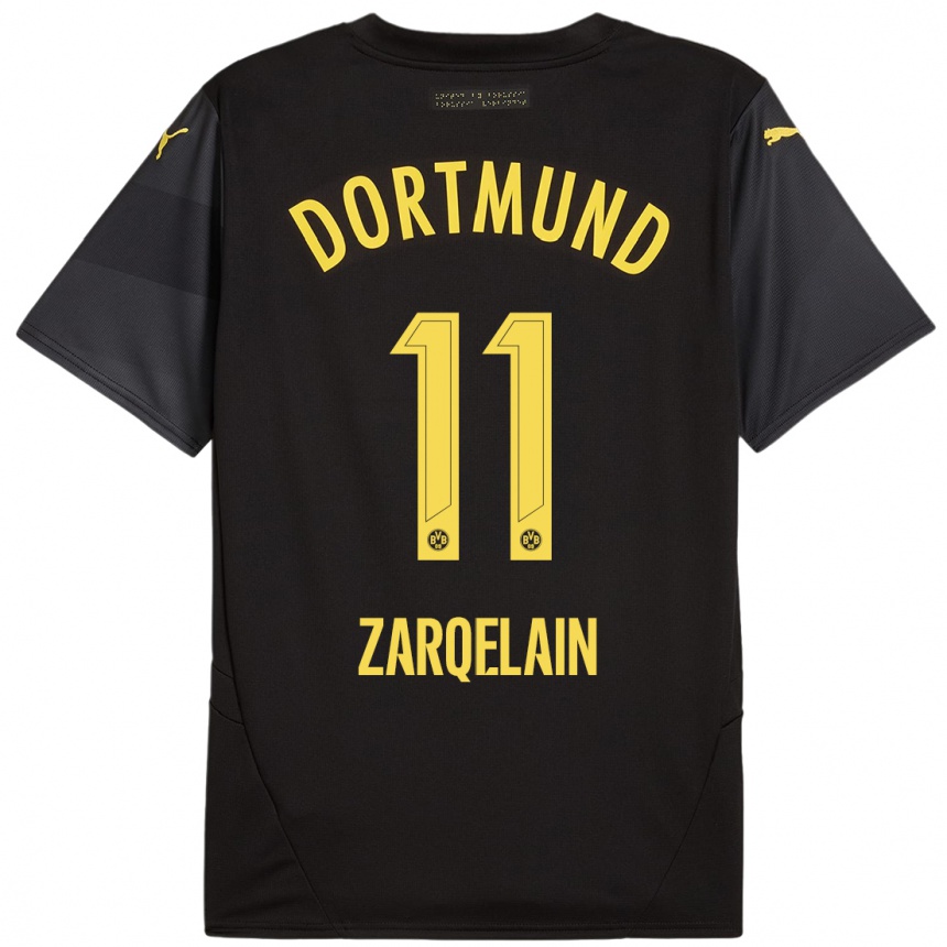 Niño Fútbol Camiseta Fadi Zarqelain #11 Negro Amarillo 2ª Equipación 2024/25 México