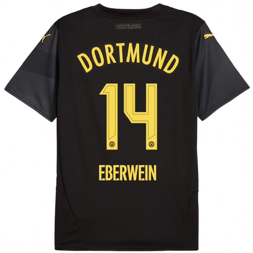 Niño Fútbol Camiseta Michael Eberwein #14 Negro Amarillo 2ª Equipación 2024/25 México