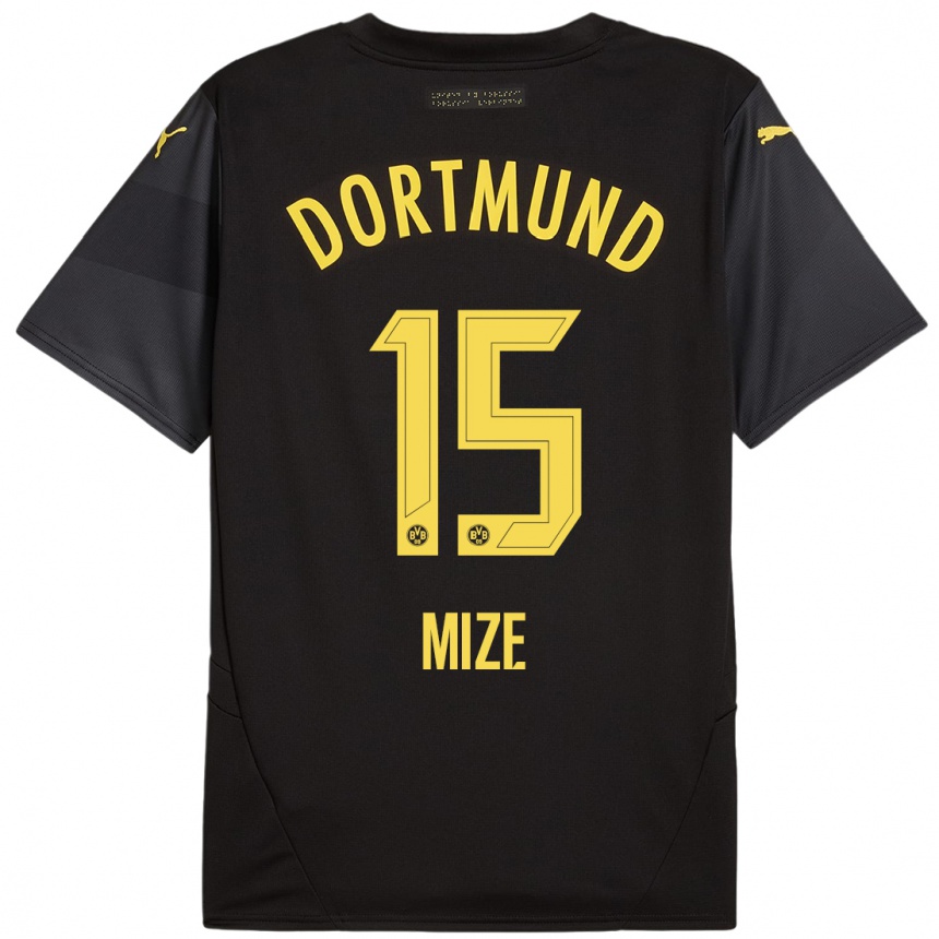 Niño Fútbol Camiseta Jack Mize #15 Negro Amarillo 2ª Equipación 2024/25 México