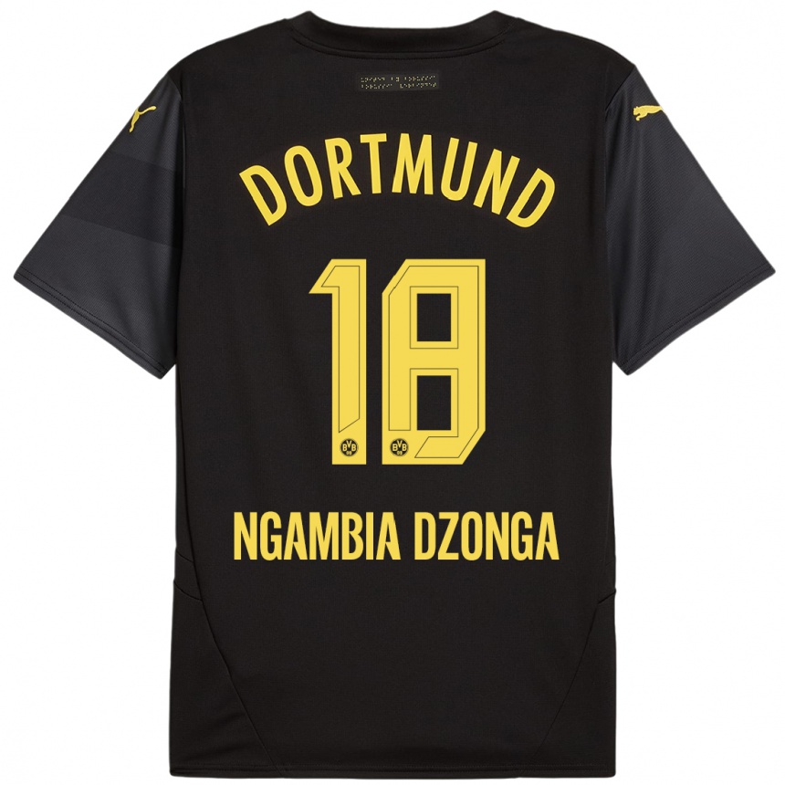 Niño Fútbol Camiseta Diego Ngambia Dzonga #18 Negro Amarillo 2ª Equipación 2024/25 México