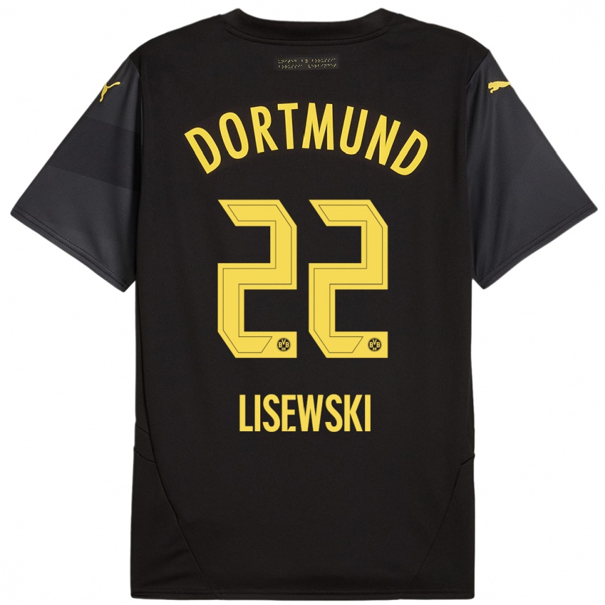 Niño Fútbol Camiseta Robin Lisewski #22 Negro Amarillo 2ª Equipación 2024/25 México