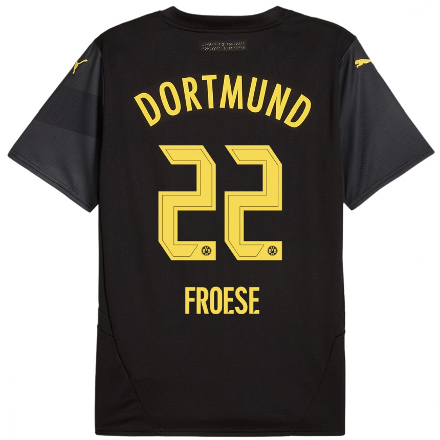 Niño Fútbol Camiseta Julien Froese #22 Negro Amarillo 2ª Equipación 2024/25 México