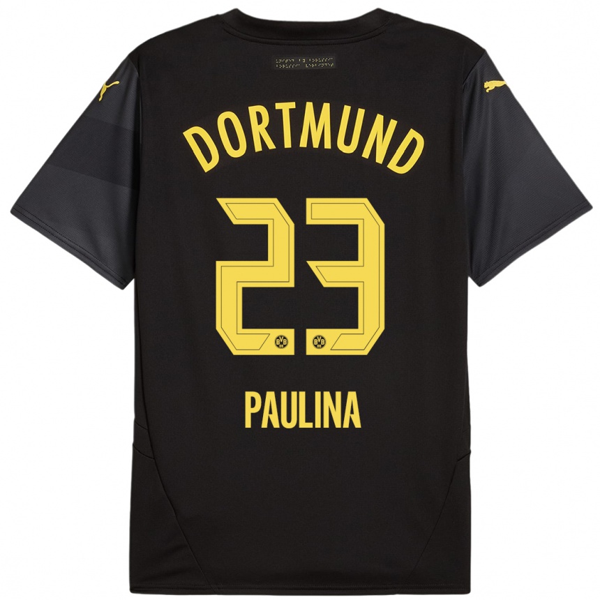 Niño Fútbol Camiseta Jordi Paulina #23 Negro Amarillo 2ª Equipación 2024/25 México