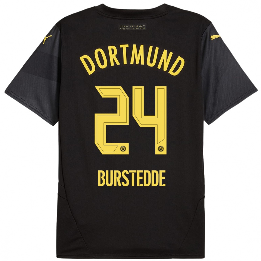 Niño Fútbol Camiseta Joshua Burstedde #24 Negro Amarillo 2ª Equipación 2024/25 México