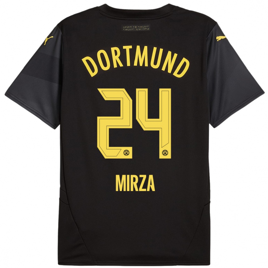 Niño Fútbol Camiseta Marwan-Omir Mirza #24 Negro Amarillo 2ª Equipación 2024/25 México