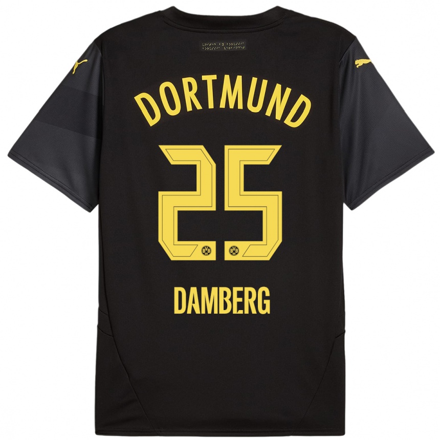 Niño Fútbol Camiseta Niclas Damberg #25 Negro Amarillo 2ª Equipación 2024/25 México