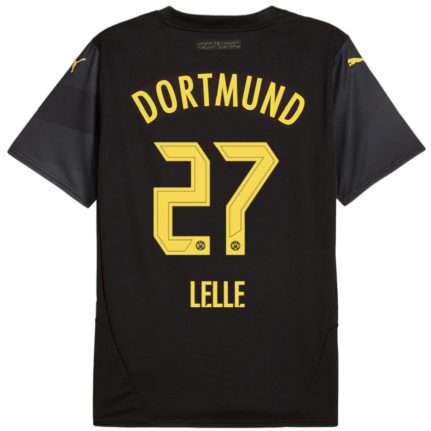 Niño Fútbol Camiseta David Lelle #27 Negro Amarillo 2ª Equipación 2024/25 México