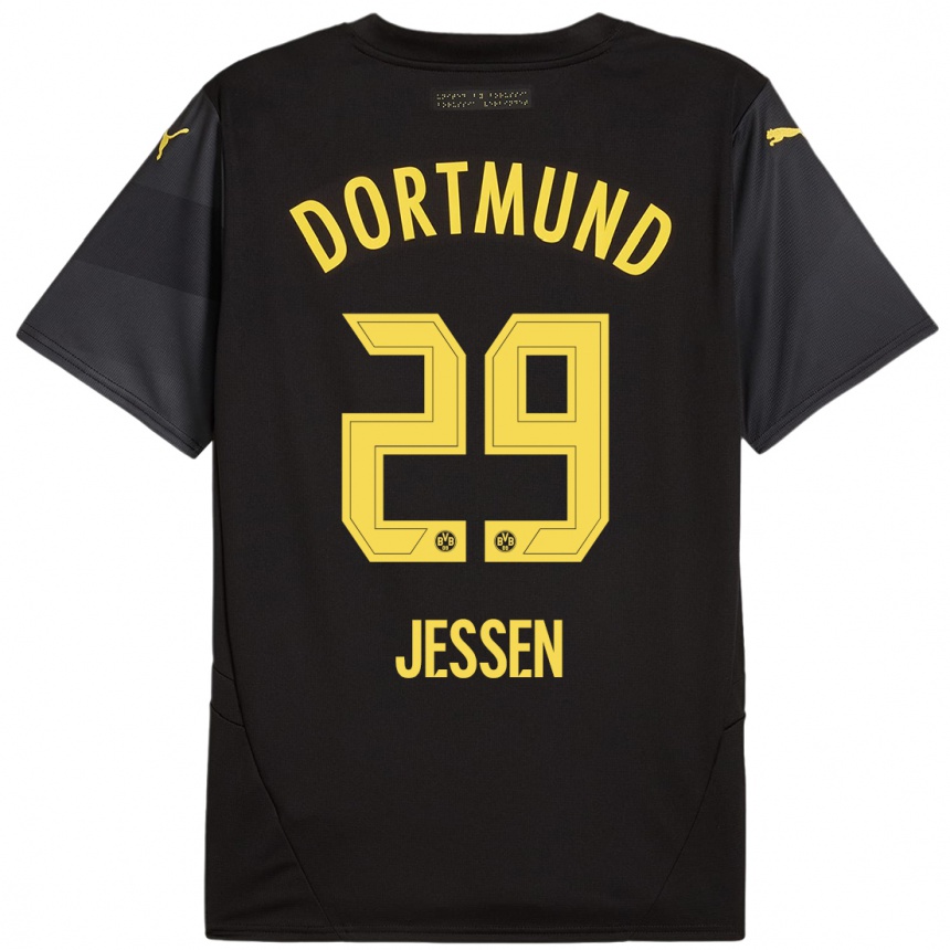 Niño Fútbol Camiseta Niklas Jessen #29 Negro Amarillo 2ª Equipación 2024/25 México