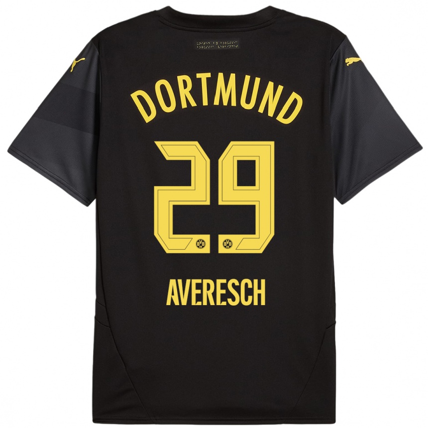 Niño Fútbol Camiseta Noah Averesch #29 Negro Amarillo 2ª Equipación 2024/25 México