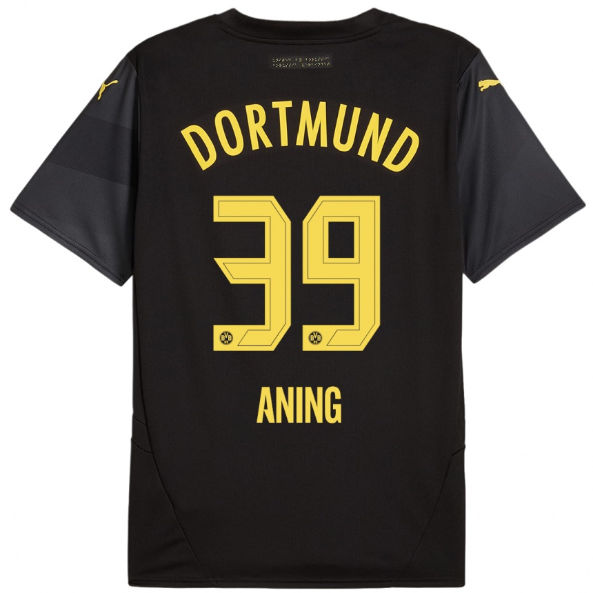 Niño Fútbol Camiseta Prince Aning #39 Negro Amarillo 2ª Equipación 2024/25 México