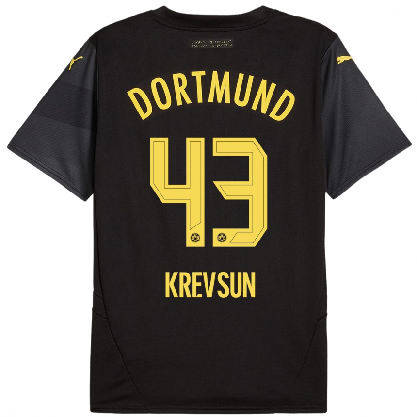 Niño Fútbol Camiseta Danylo Krevsun #43 Negro Amarillo 2ª Equipación 2024/25 México