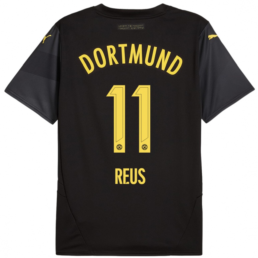 Niño Fútbol Camiseta Marco Reus #11 Negro Amarillo 2ª Equipación 2024/25 México