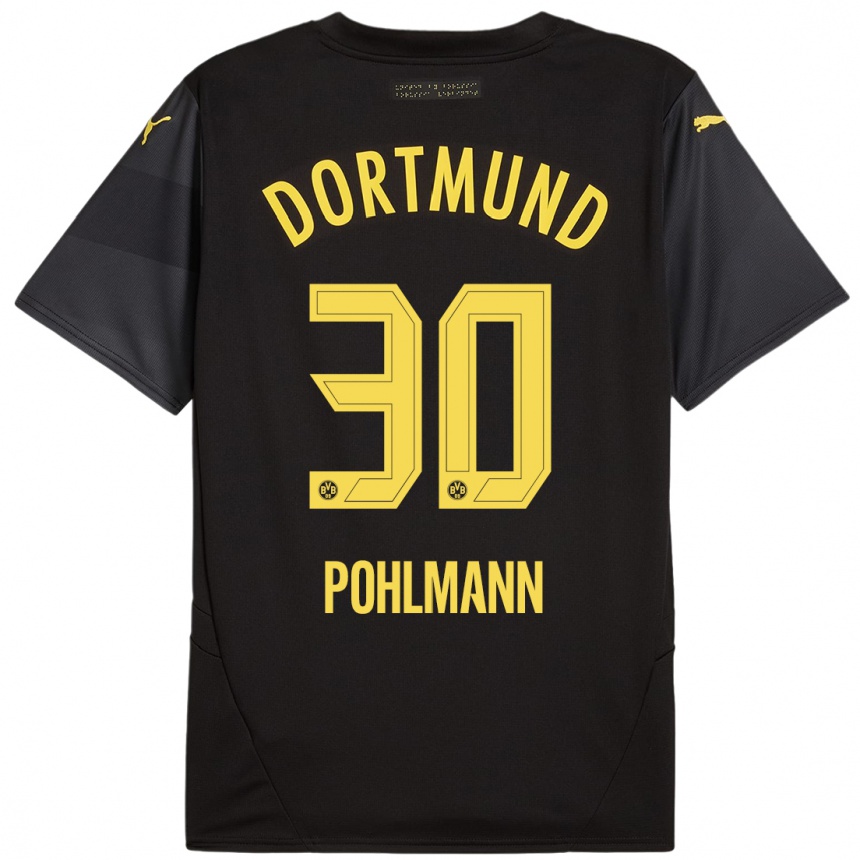 Niño Fútbol Camiseta Ole Pohlmann #30 Negro Amarillo 2ª Equipación 2024/25 México