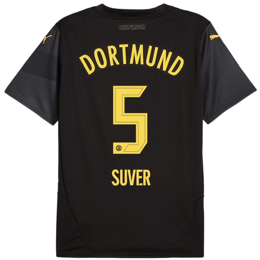 Niño Fútbol Camiseta Mario Suver #5 Negro Amarillo 2ª Equipación 2024/25 México