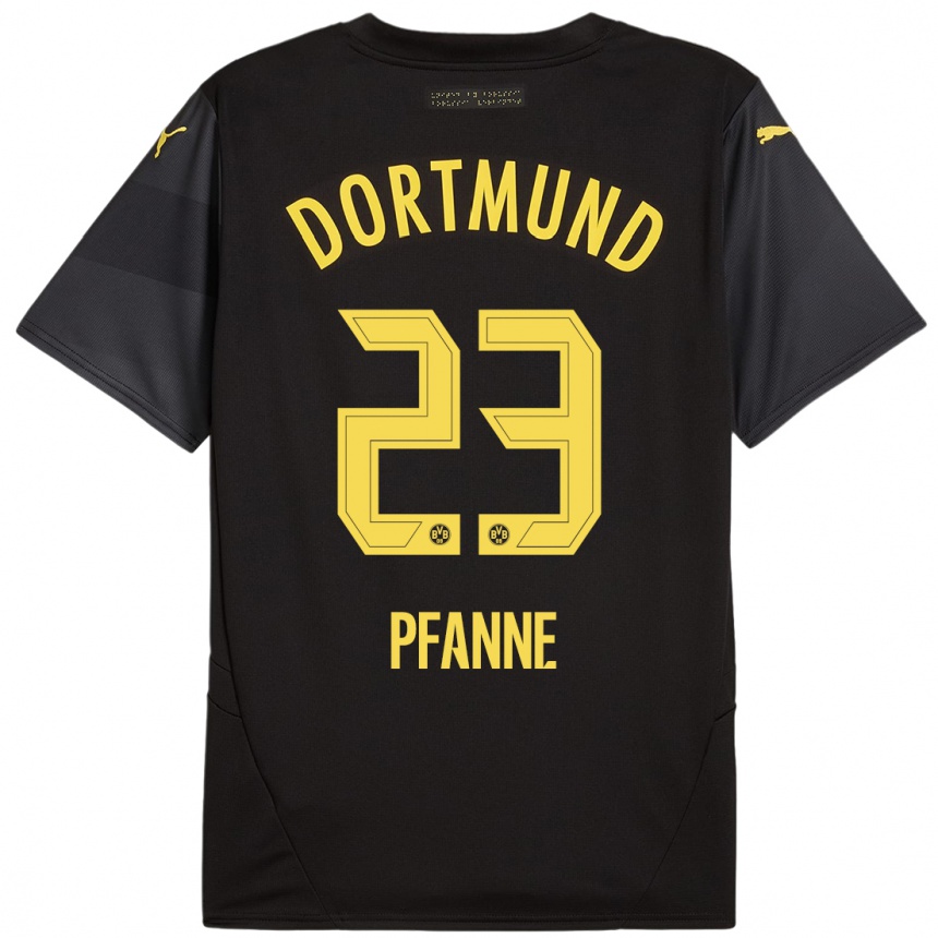 Niño Fútbol Camiseta Franz Pfanne #23 Negro Amarillo 2ª Equipación 2024/25 México