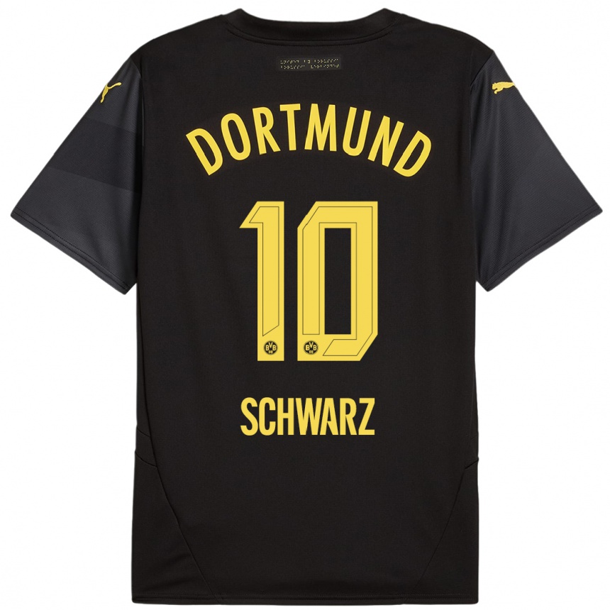 Niño Fútbol Camiseta Oskar Schwarz #10 Negro Amarillo 2ª Equipación 2024/25 México