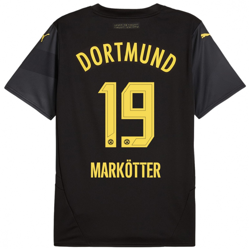 Niño Fútbol Camiseta Jonah Markötter #19 Negro Amarillo 2ª Equipación 2024/25 México