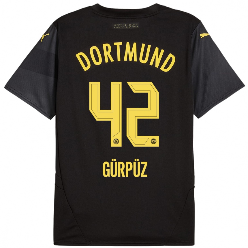 Niño Fútbol Camiseta Goktan Gurpuz #42 Negro Amarillo 2ª Equipación 2024/25 México