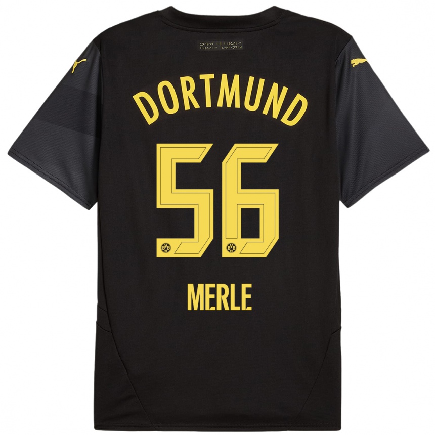 Niño Fútbol Camiseta Albers Merle #56 Negro Amarillo 2ª Equipación 2024/25 México