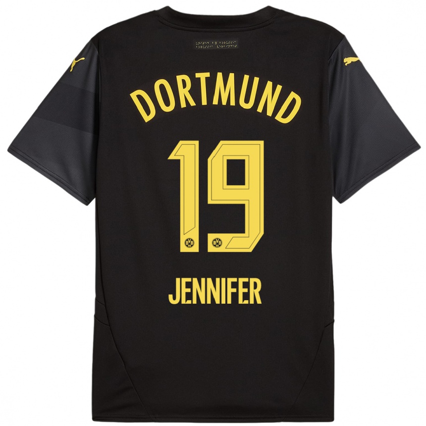 Niño Fútbol Camiseta Gutierrez Bermejo Jennifer #19 Negro Amarillo 2ª Equipación 2024/25 México