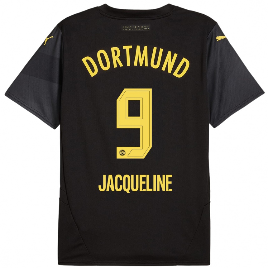 Niño Fútbol Camiseta Moreno Jacqueline #9 Negro Amarillo 2ª Equipación 2024/25 México