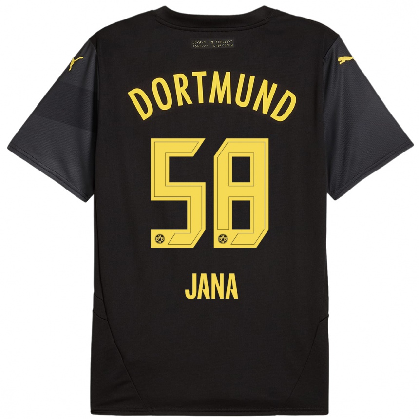 Niño Fútbol Camiseta Nordberg Jana #58 Negro Amarillo 2ª Equipación 2024/25 México