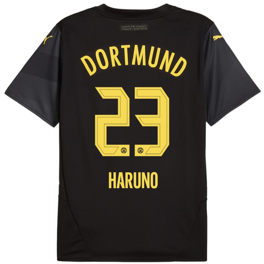 Niño Fútbol Camiseta Sasaki Haruno #23 Negro Amarillo 2ª Equipación 2024/25 México