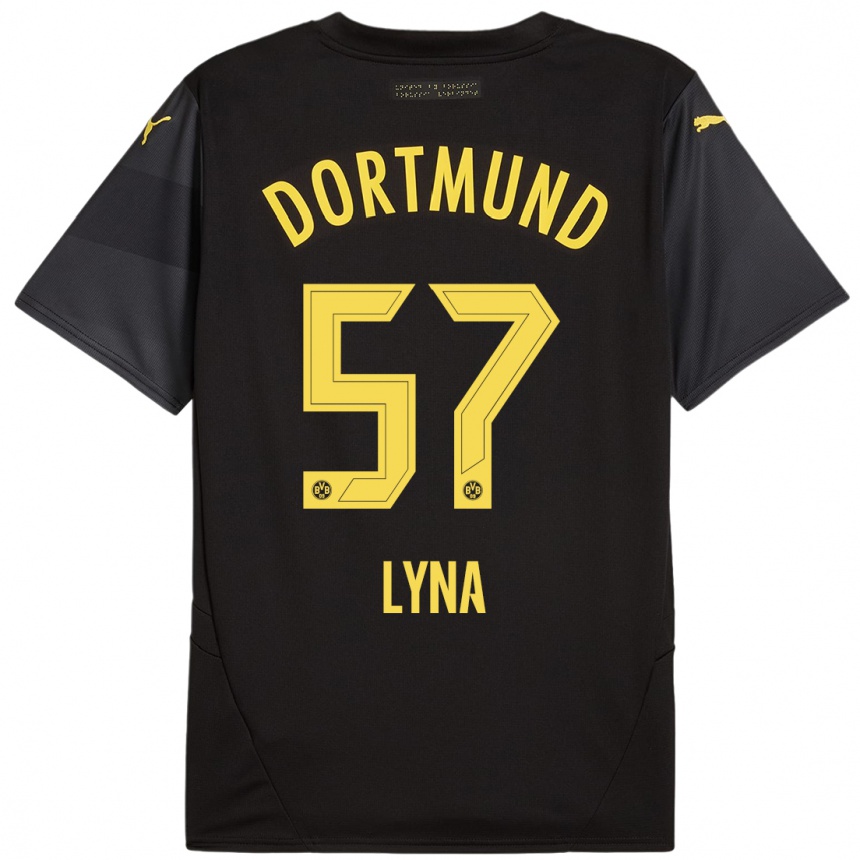 Niño Fútbol Camiseta Schwarz Lyna #57 Negro Amarillo 2ª Equipación 2024/25 México