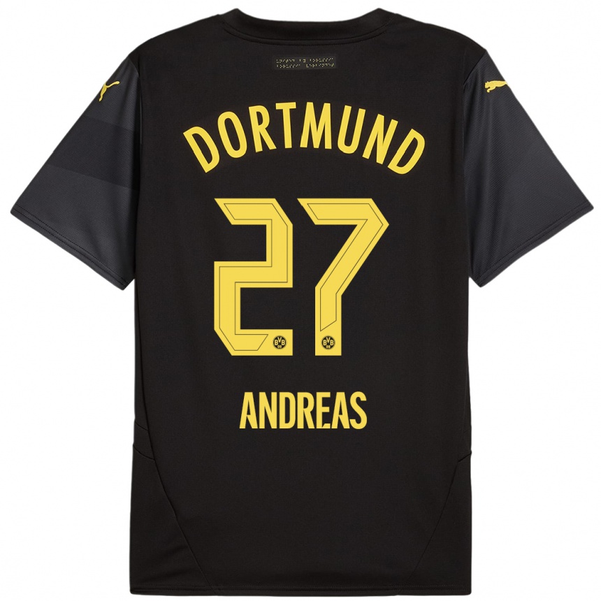 Niño Fútbol Camiseta Kuno Andreas #27 Negro Amarillo 2ª Equipación 2024/25 México