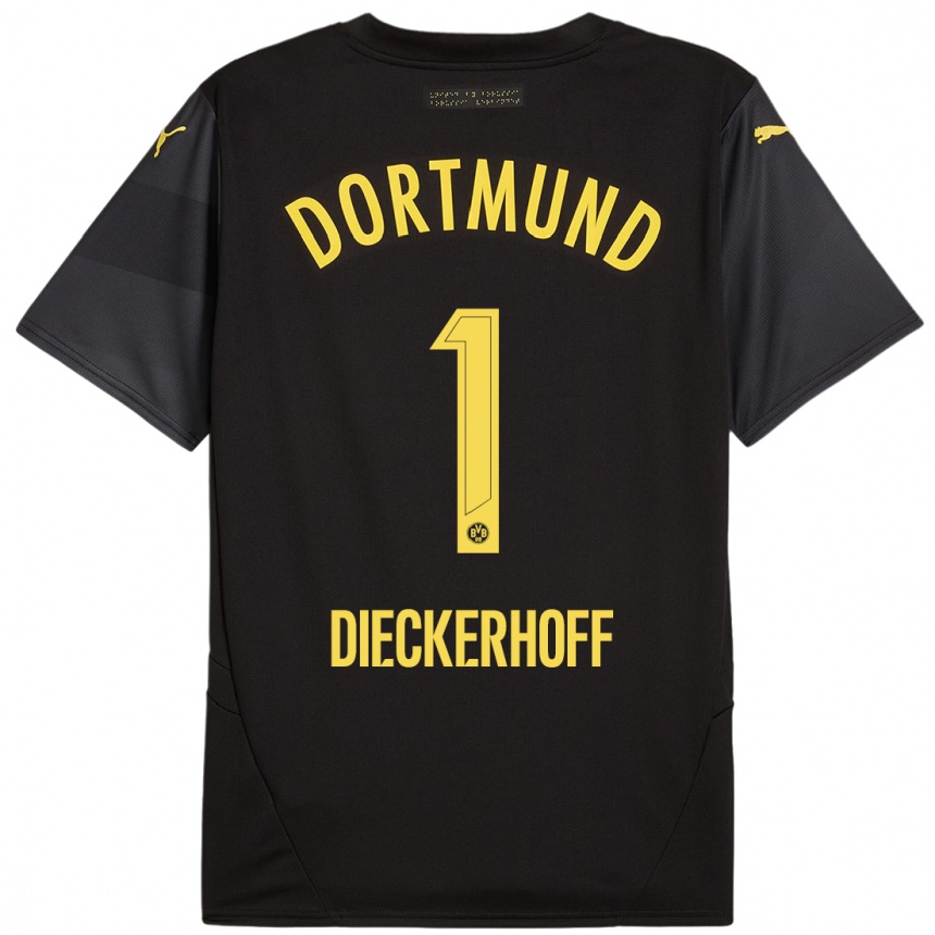 Niño Fútbol Camiseta Max Dieckerhoff #1 Negro Amarillo 2ª Equipación 2024/25 México