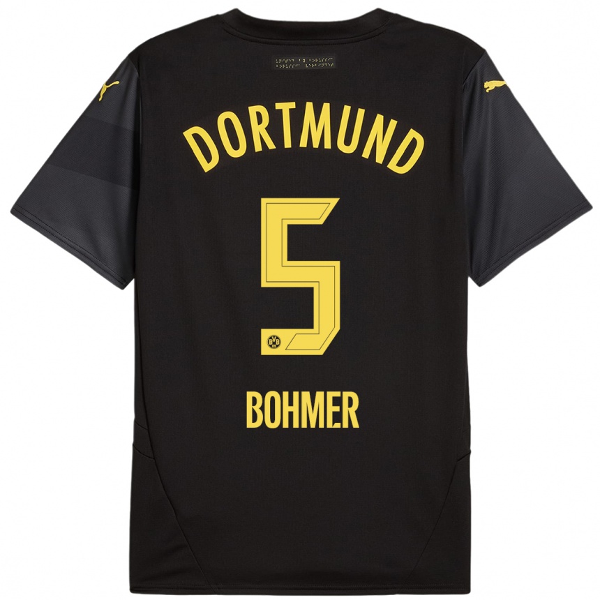 Niño Fútbol Camiseta Tim Bohmer #5 Negro Amarillo 2ª Equipación 2024/25 México