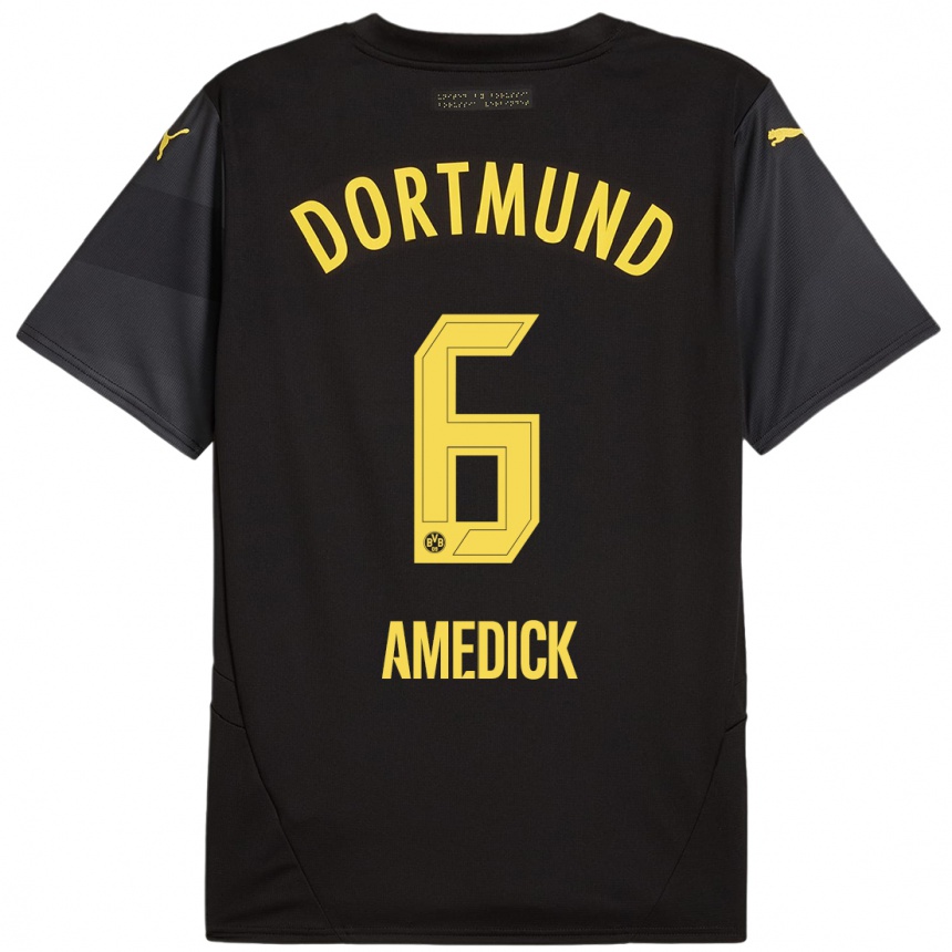 Niño Fútbol Camiseta Maik Amedick #6 Negro Amarillo 2ª Equipación 2024/25 México