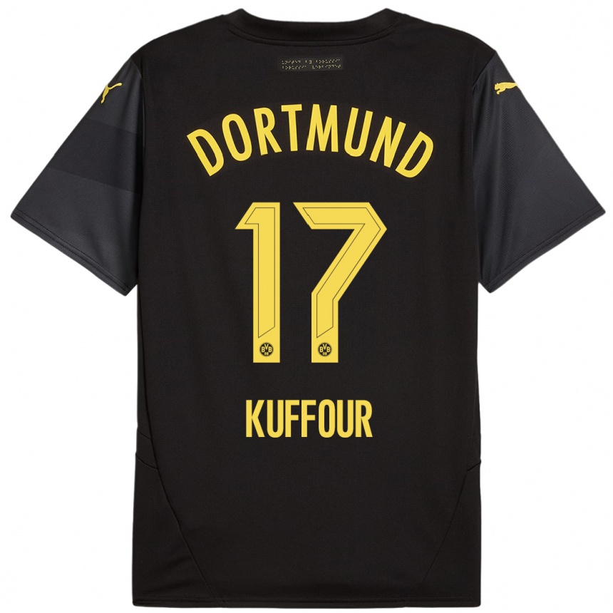 Niño Fútbol Camiseta Lloyd-Addo Kuffour #17 Negro Amarillo 2ª Equipación 2024/25 México