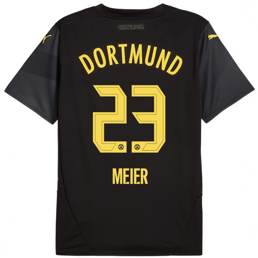 Niño Fútbol Camiseta Maximilian Meier #23 Negro Amarillo 2ª Equipación 2024/25 México