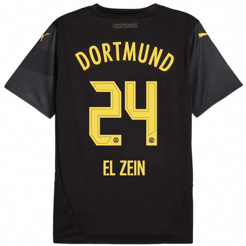 Niño Fútbol Camiseta Abu-Bekir Omer El-Zein #24 Negro Amarillo 2ª Equipación 2024/25 México