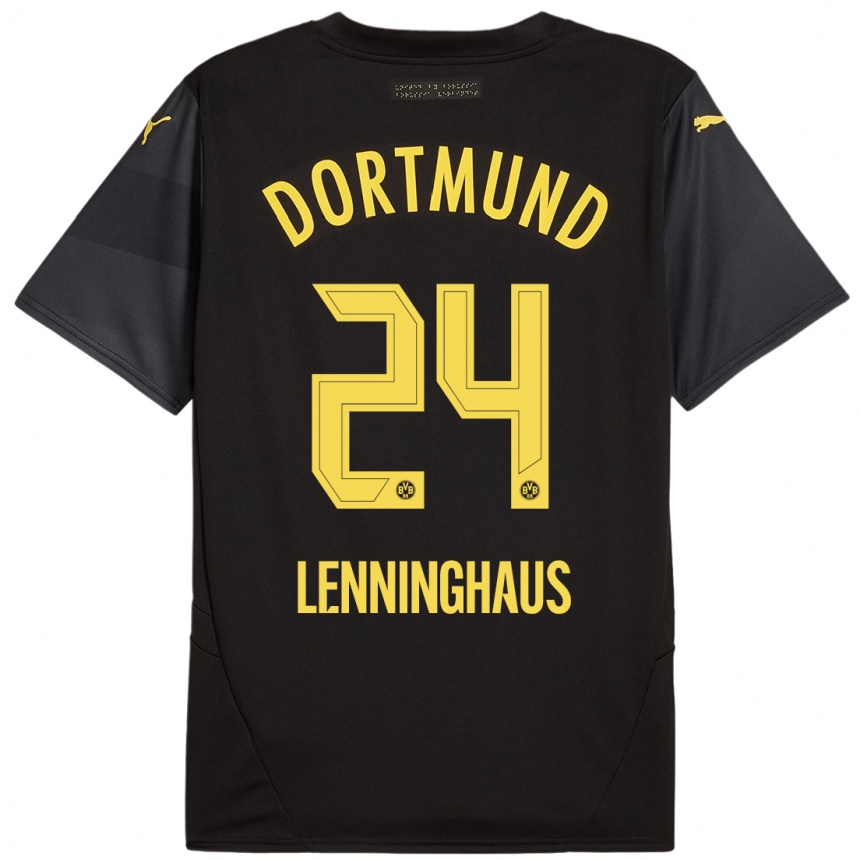 Niño Fútbol Camiseta Mika Lenninghaus #24 Negro Amarillo 2ª Equipación 2024/25 México