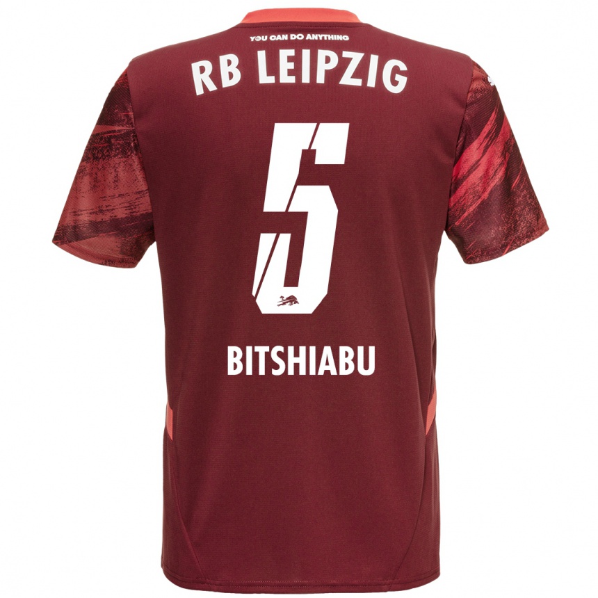 Niño Fútbol Camiseta El Chadaille Bitshiabu #5 Borgoña 2ª Equipación 2024/25 México