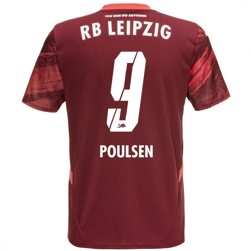 Niño Fútbol Camiseta Yussuf Poulsen #9 Borgoña 2ª Equipación 2024/25 México