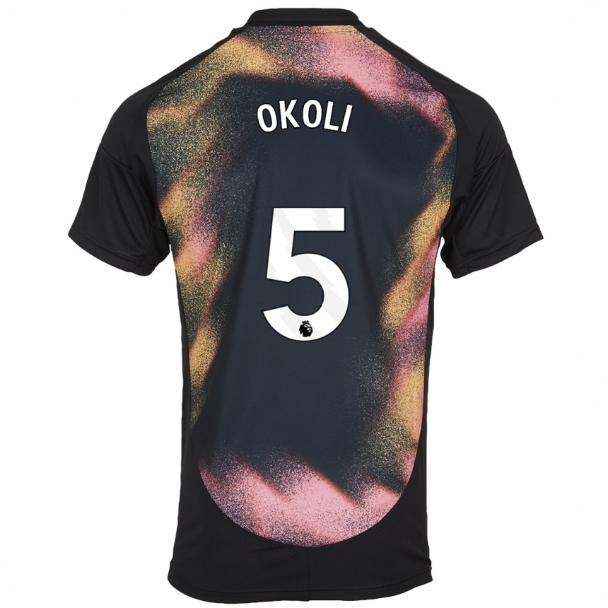 Niño Fútbol Camiseta Caleb Okoli #5 Negro Blanco 2ª Equipación 2024/25 México