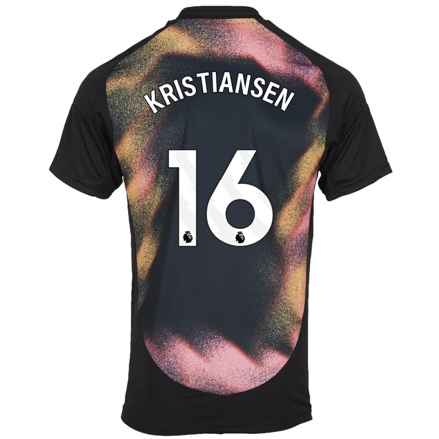 Niño Fútbol Camiseta Victor Kristiansen #16 Negro Blanco 2ª Equipación 2024/25 México