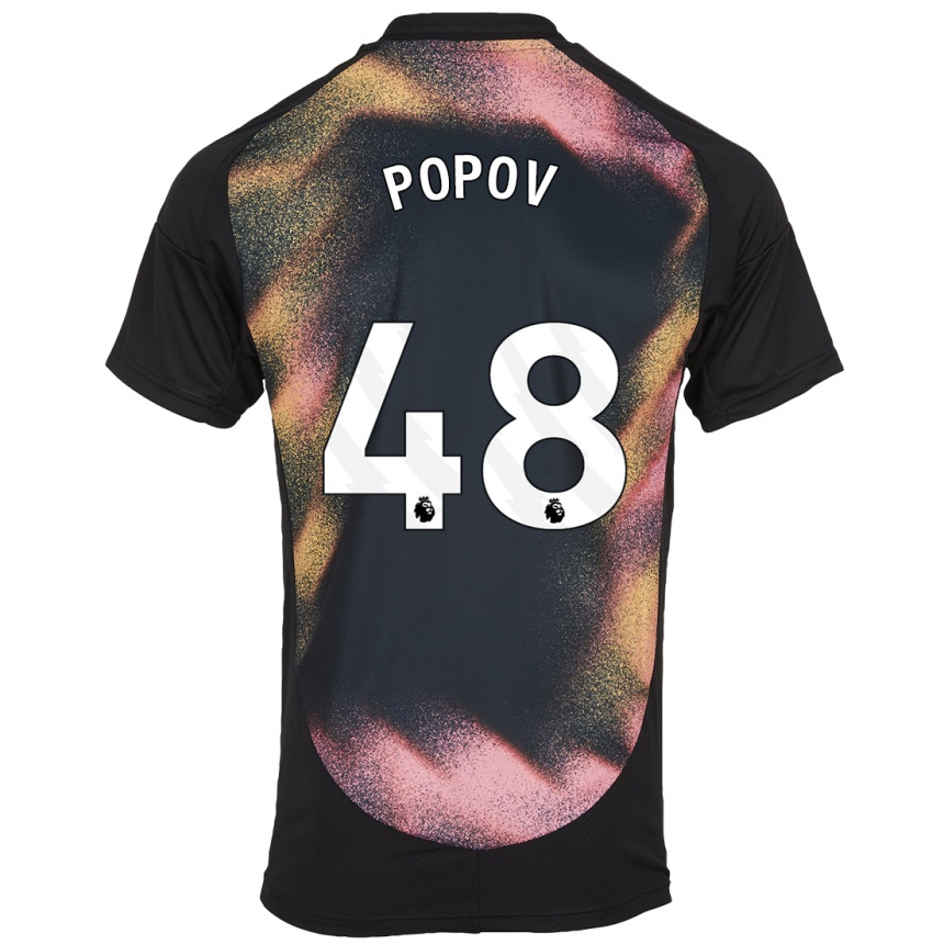 Niño Fútbol Camiseta Chris Popov #48 Negro Blanco 2ª Equipación 2024/25 México