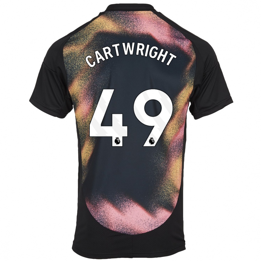 Niño Fútbol Camiseta Henry Cartwright #49 Negro Blanco 2ª Equipación 2024/25 México