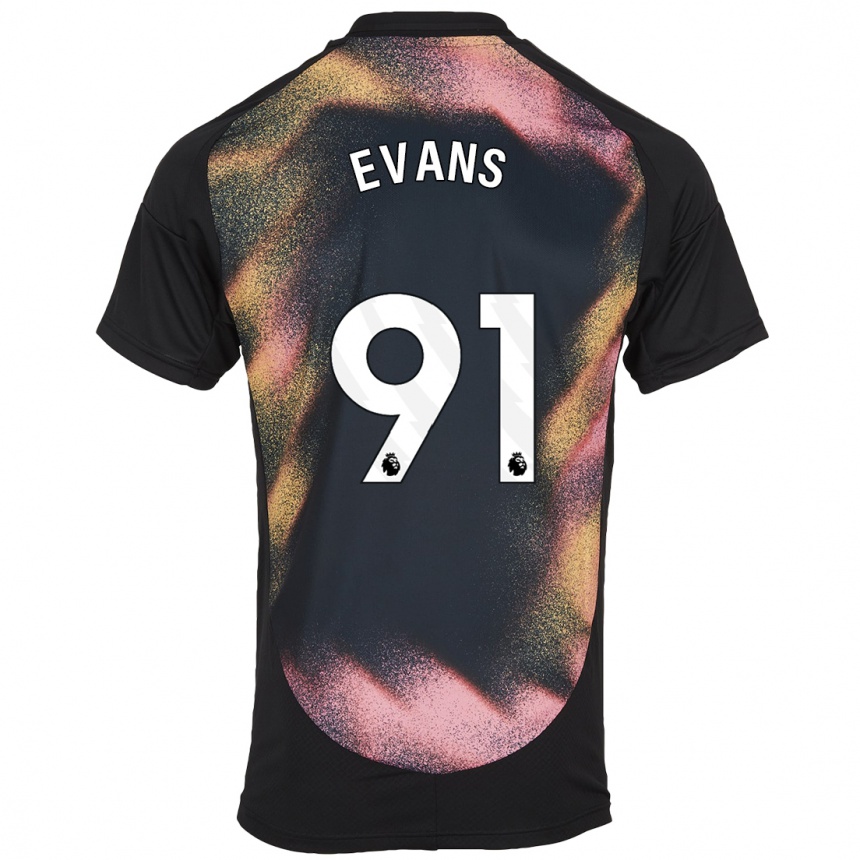 Niño Fútbol Camiseta Jake Evans #91 Negro Blanco 2ª Equipación 2024/25 México