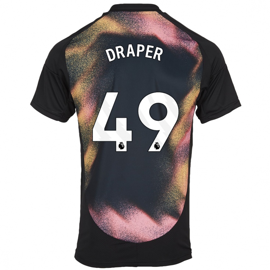 Niño Fútbol Camiseta Denny Draper #49 Negro Blanco 2ª Equipación 2024/25 México