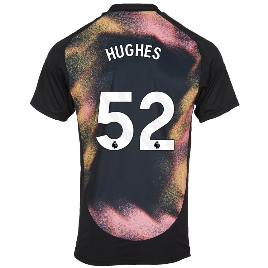 Niño Fútbol Camiseta Iestyn Hughes #52 Negro Blanco 2ª Equipación 2024/25 México