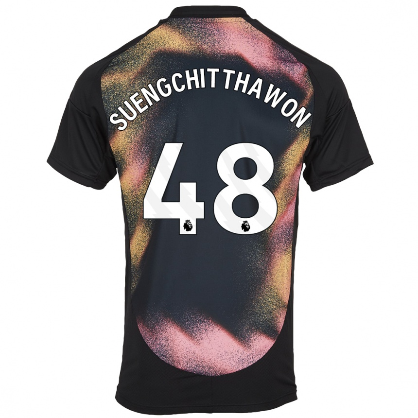 Niño Fútbol Camiseta Thanawat Suengchitthawon #48 Negro Blanco 2ª Equipación 2024/25 México