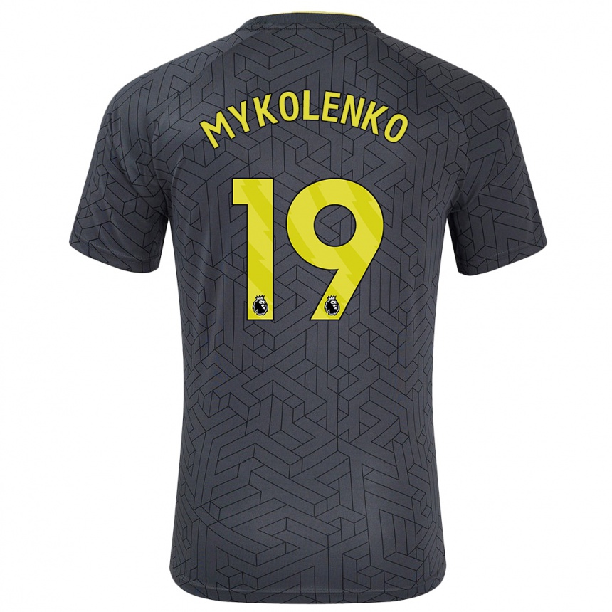 Niño Fútbol Camiseta Vitaliy Mykolenko #19 Negro Amarillo 2ª Equipación 2024/25 México