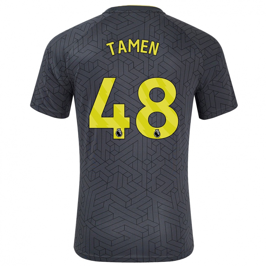 Niño Fútbol Camiseta William Tamen #48 Negro Amarillo 2ª Equipación 2024/25 México